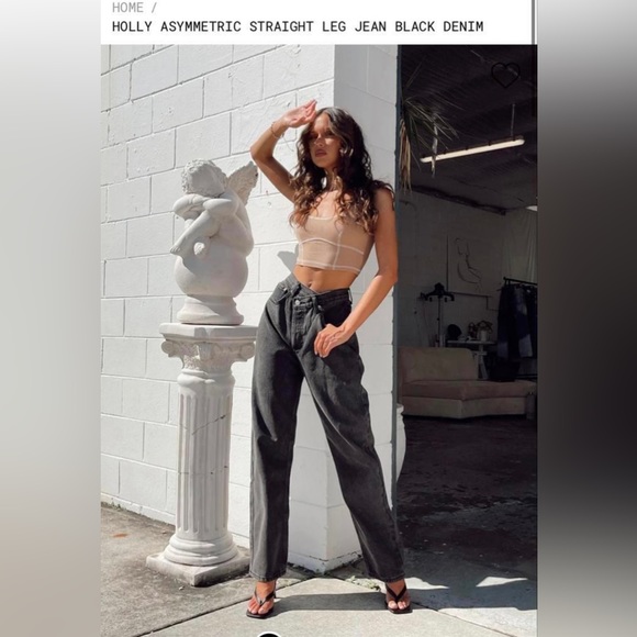 HOLLY ASYMMETRIC STRAIGHT LEG JEAN BLACK DENIM - Picture 5 of 5